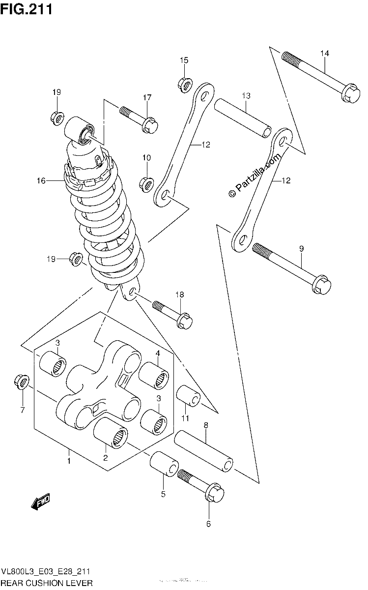 Diagrama de REAR CUSHION LEVER VL800TL3 E33