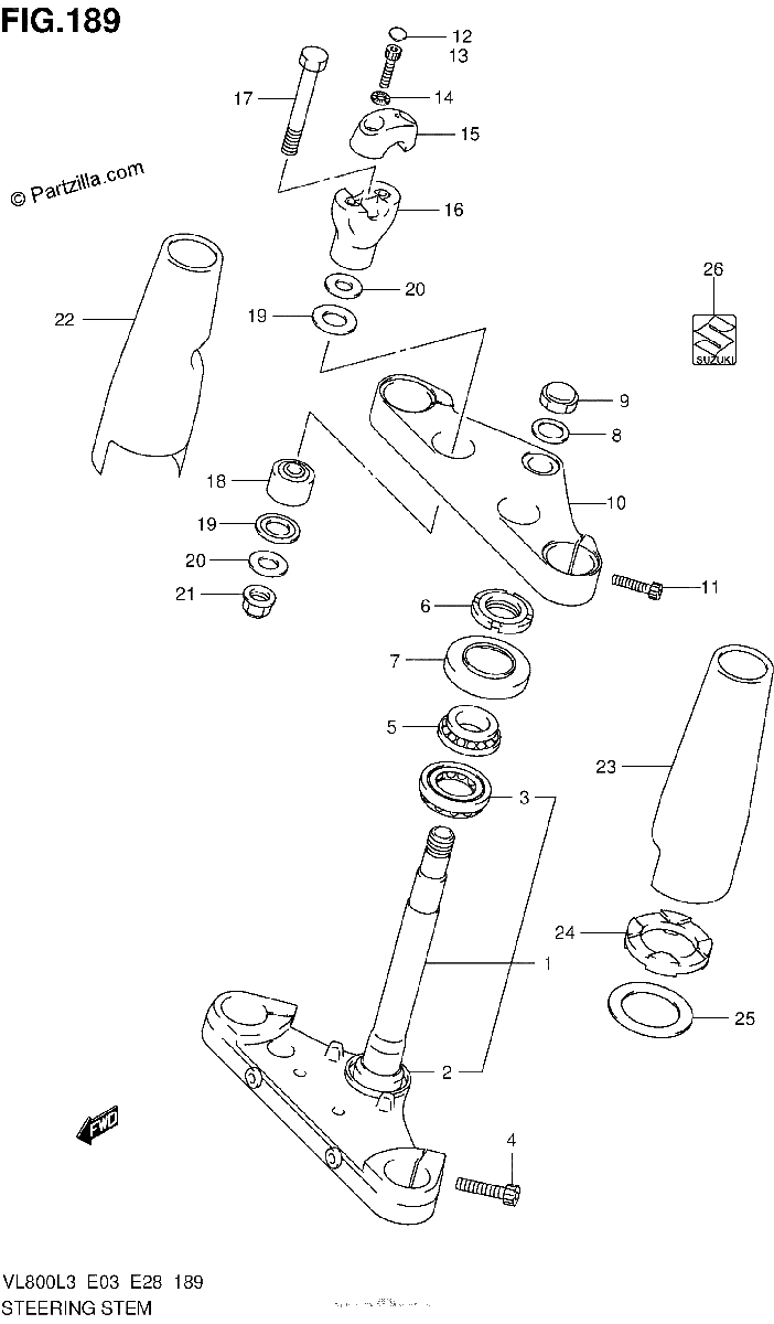 Diagrama de STEERING STEM VL800TL3 E28