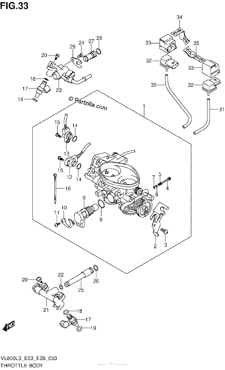 Diagrama de THROTTLE BODY VL800TL3 E03