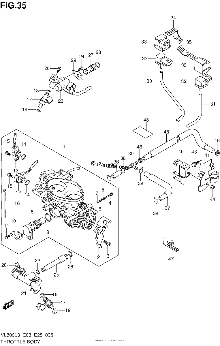 Diagrama de THROTTLE BODY VL800TL3 E33