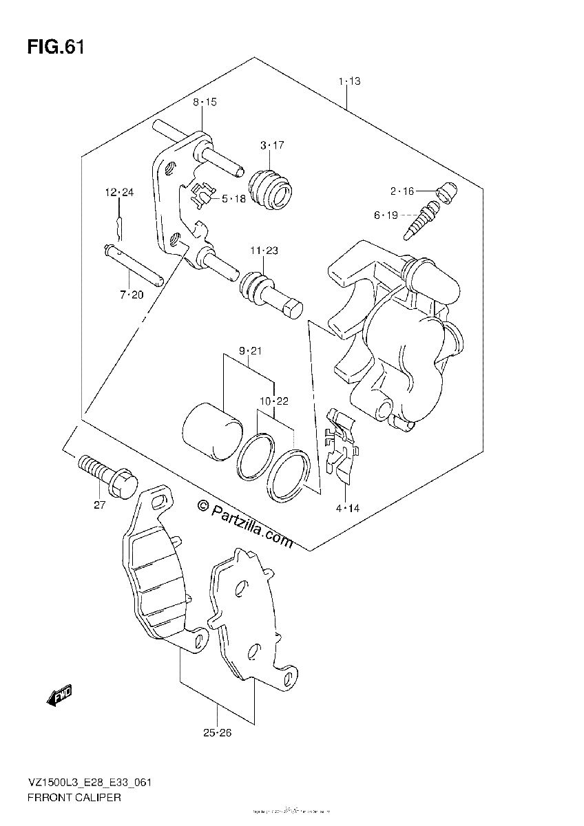 Diagrama de FRRONT CALIPER