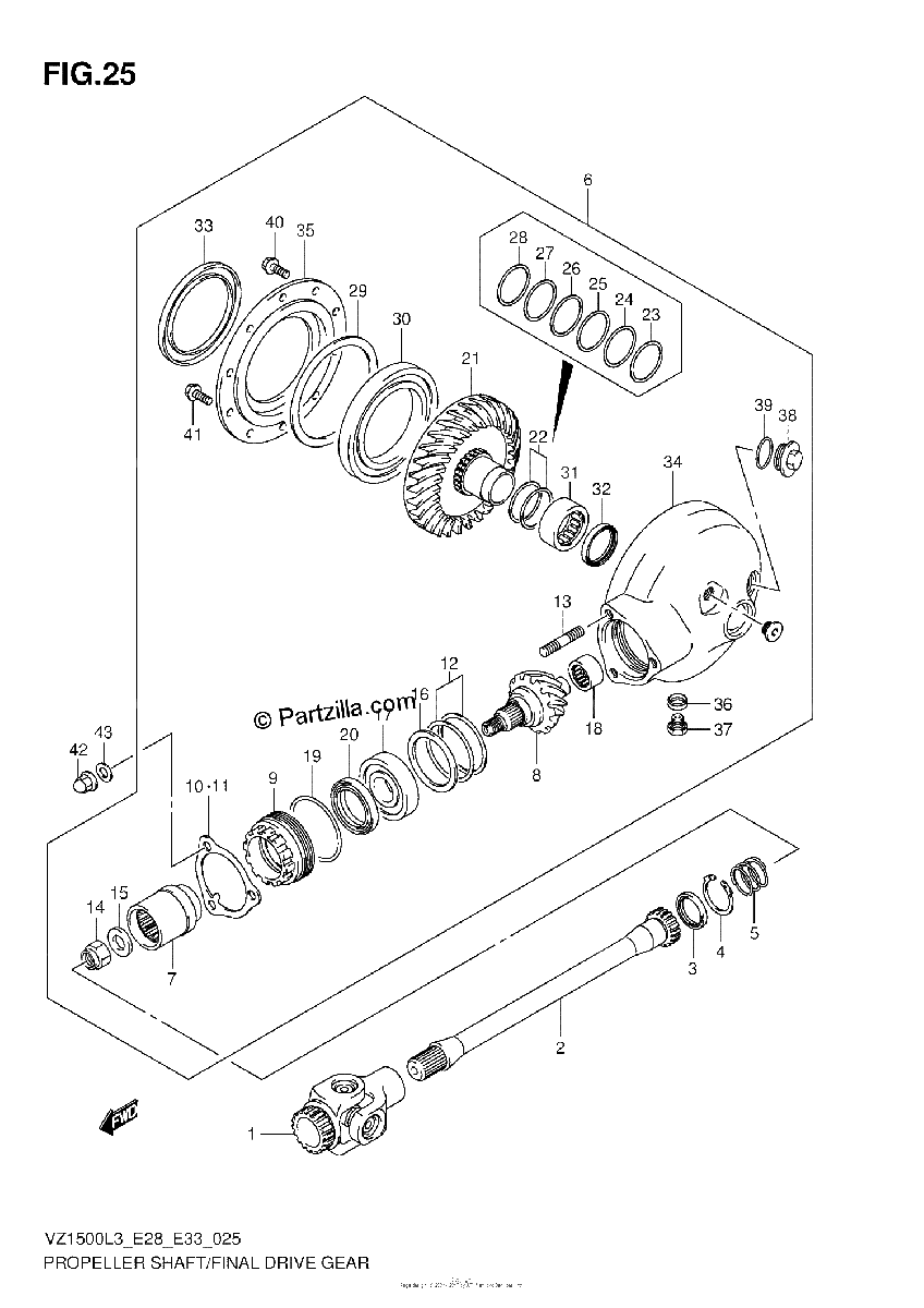Diagrama de PROPELLER SHAFT FINAL DRIVE GEAR