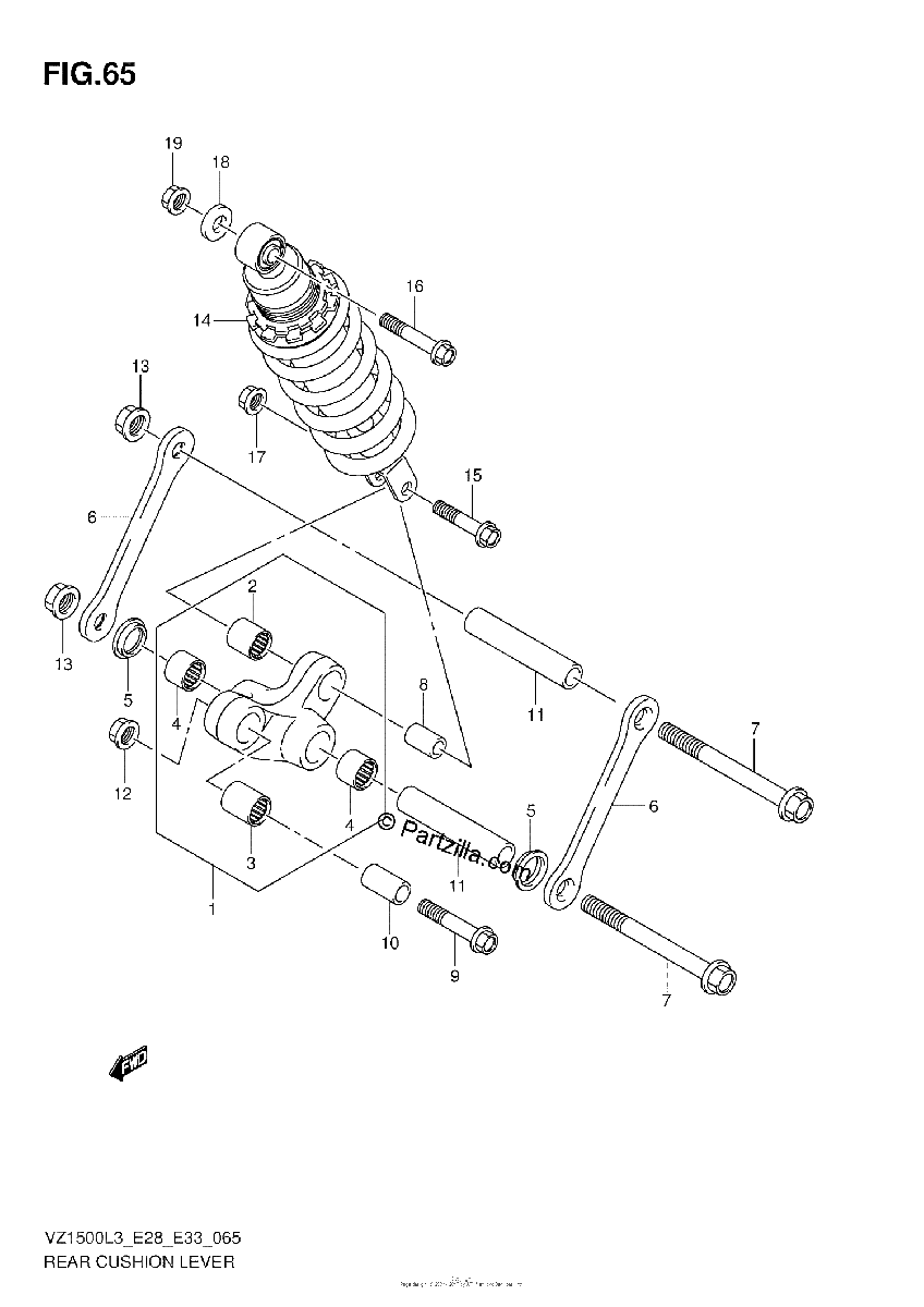 Diagrama de REAR CUSHION LEVER VZ1500L3 E28