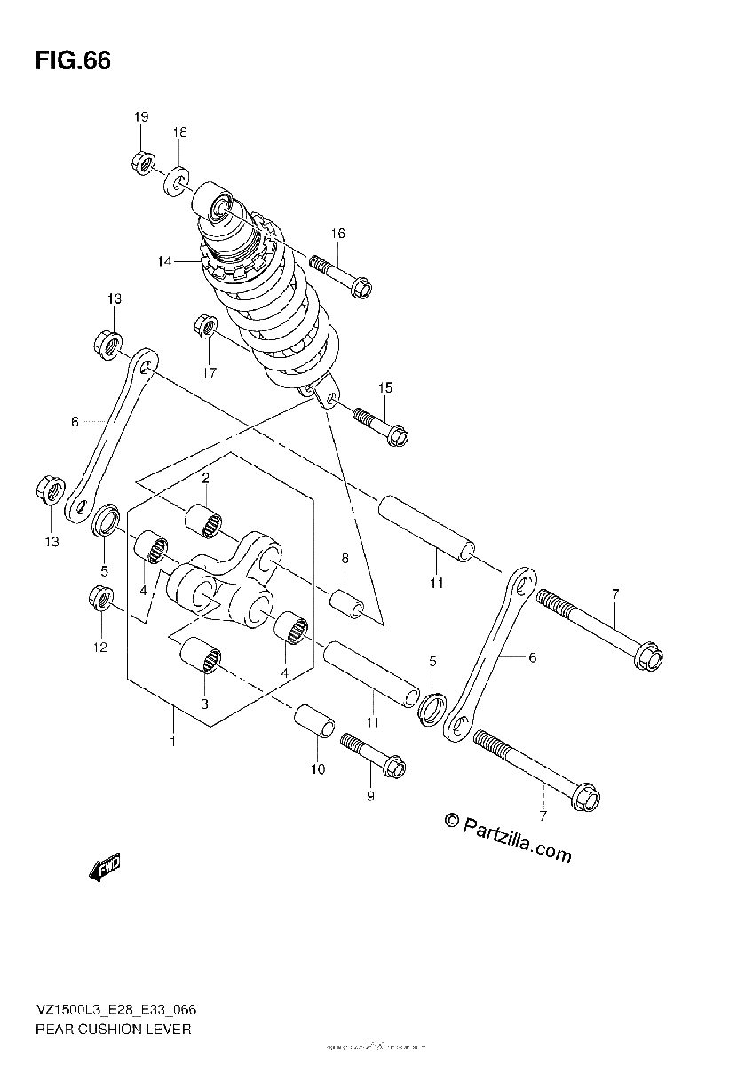 Diagrama de REAR CUSHION LEVER VZ1500L3 E33