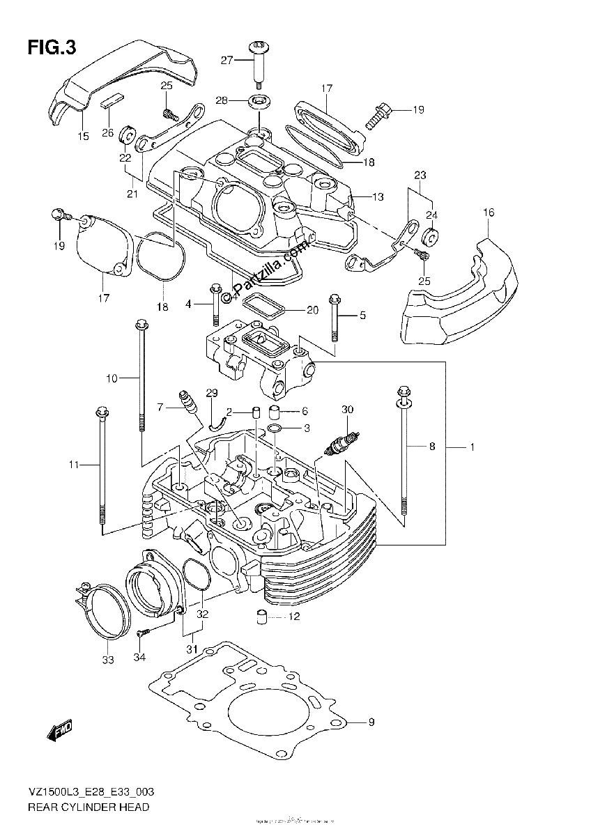 Diagrama de REAR CYLINDER HEAD