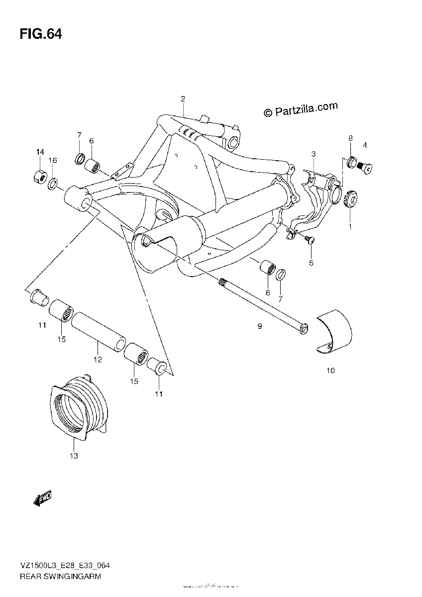 Diagrama de REAR SWINGINGARM
