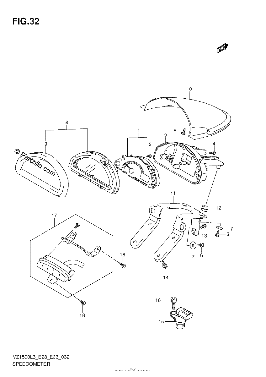 Diagrama de SPEEDOMETER VZ1500L3 E33