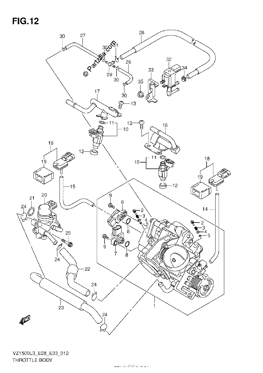 Diagrama de THROTTLE BODY VZ1500L3 E33