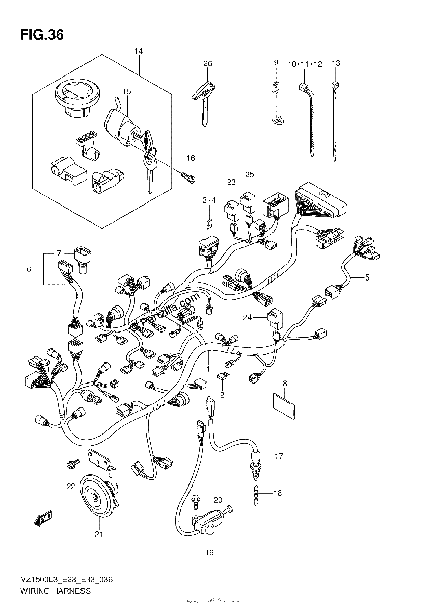 Diagrama de WIRING HARNESS VZ1500L3 E28