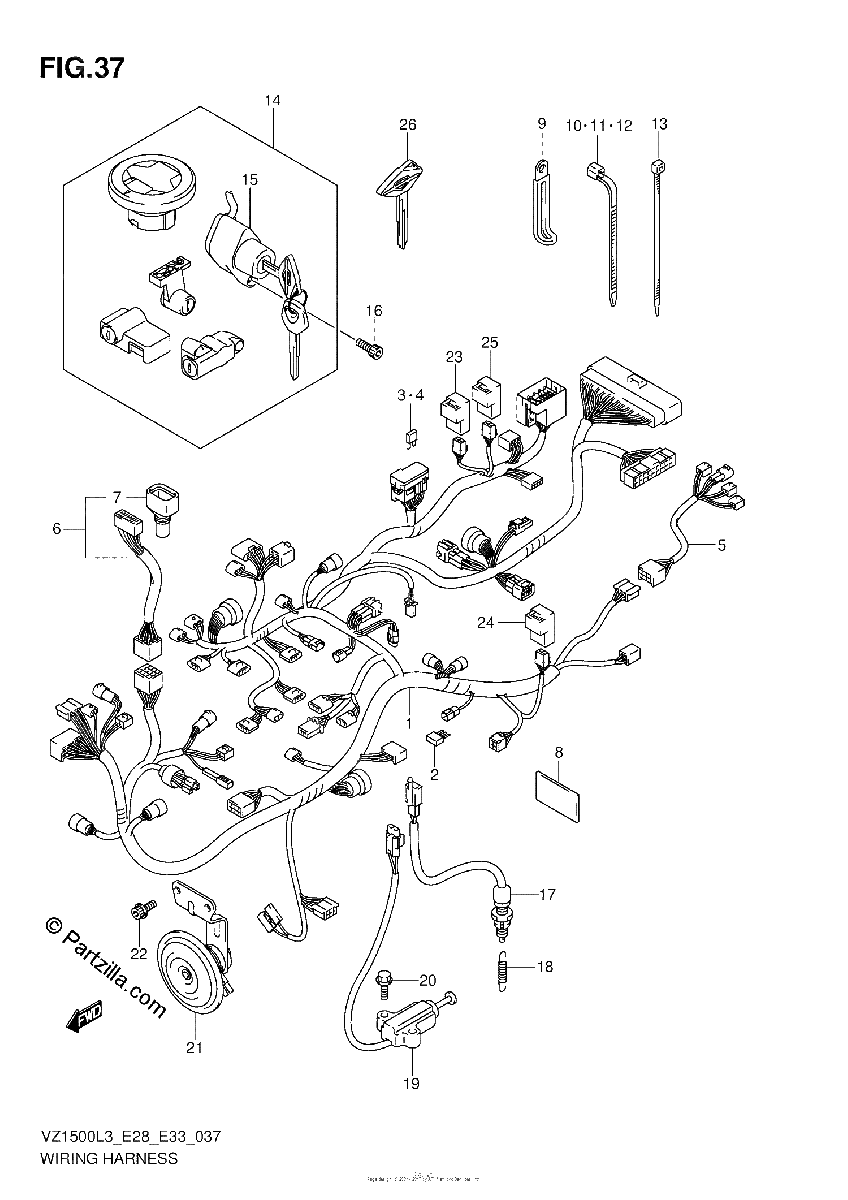 Diagrama de WIRING HARNESS VZ1500L3 E33