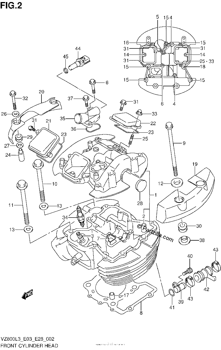 Diagrama de FRONT CYLINDER HEAD