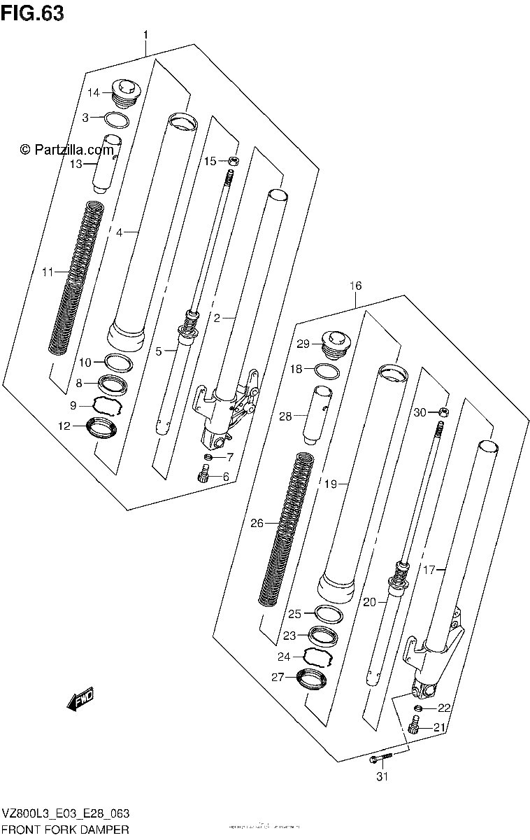 Diagrama de FRONT FORK DAMPER