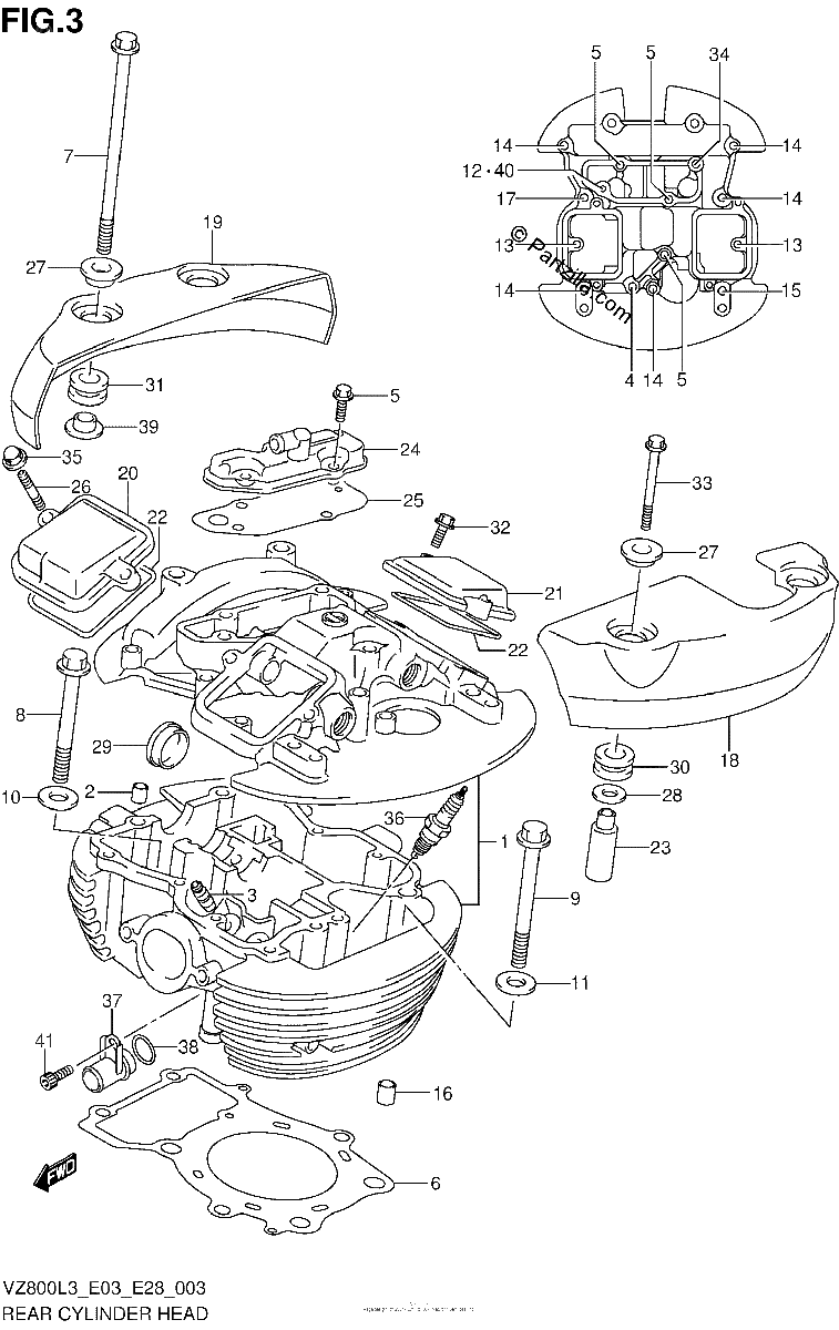 Diagrama de REAR CYLINDER HEAD