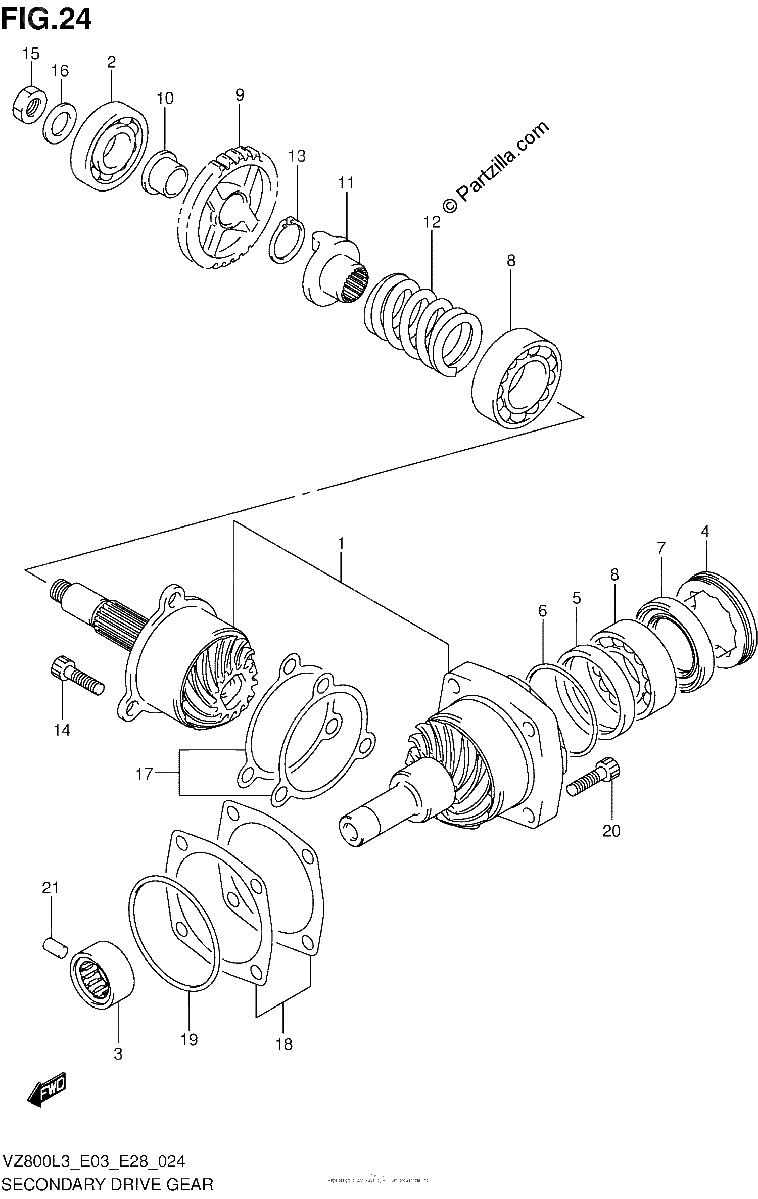 Diagrama de SECONDARY DRIVE GEAR