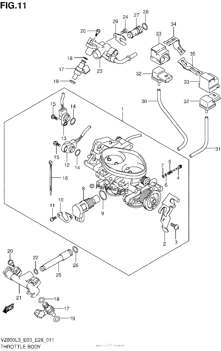 Diagrama de THROTTLE BODY VZ800L3 E03