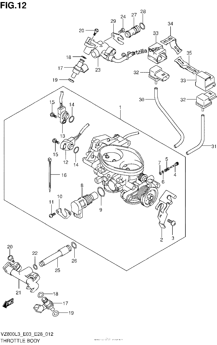 Diagrama de THROTTLE BODY VZ800L3 E28