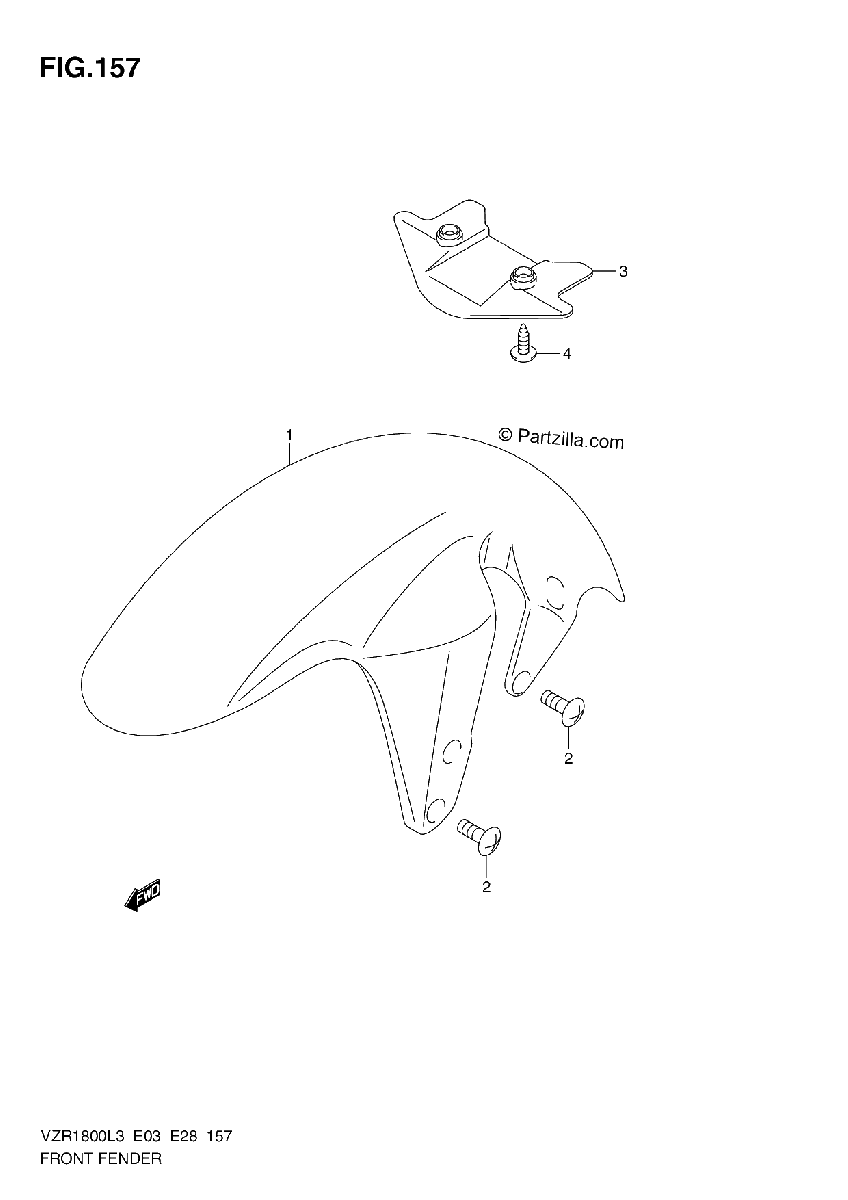 Diagrama de FRONT FENDER VZR1800L3 E28