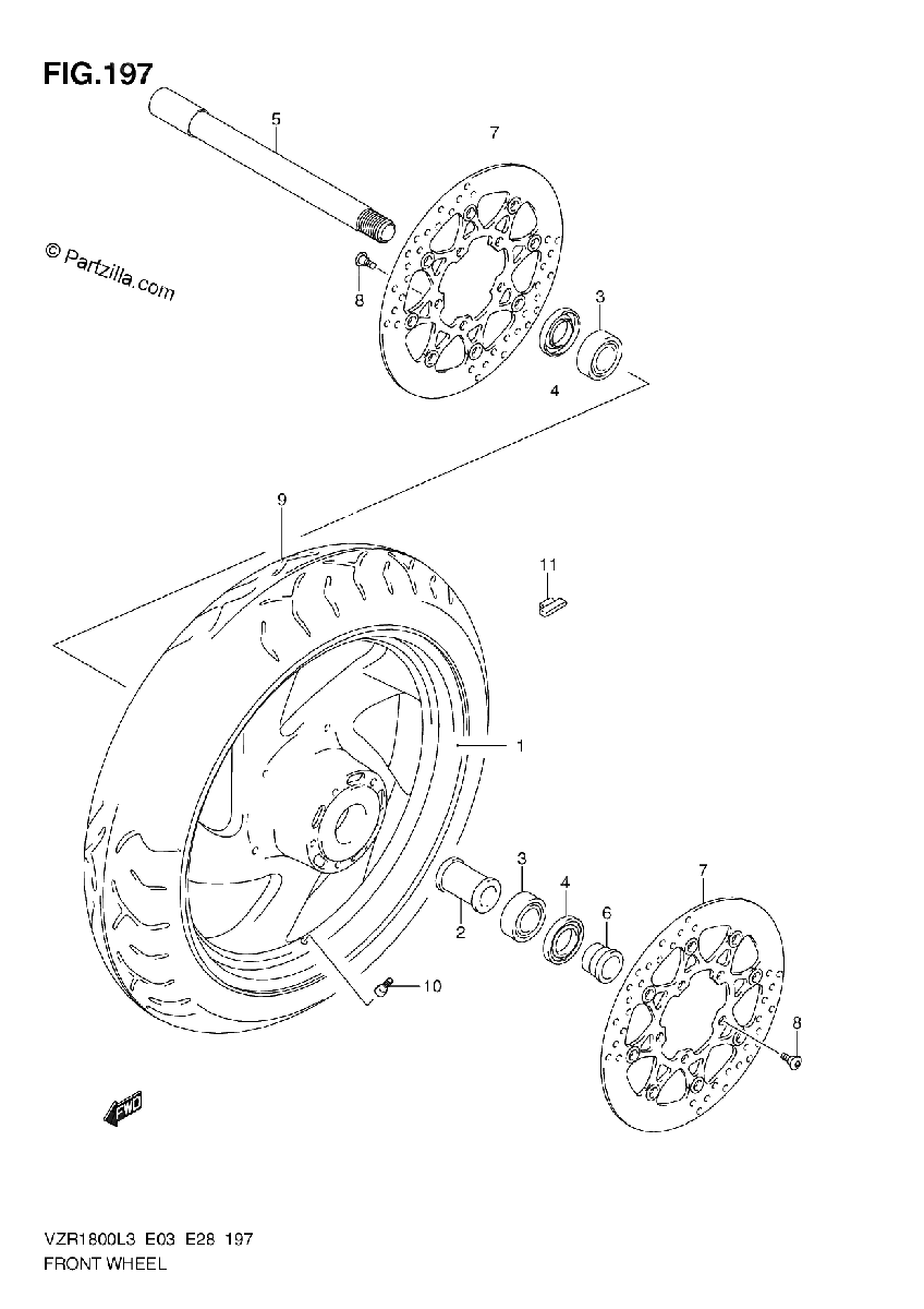 Diagrama de FRONT WHEEL VZR1800L3 E03