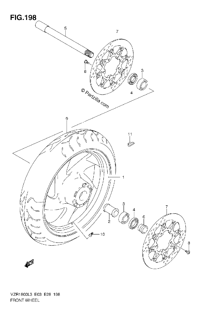 Diagrama de FRONT WHEEL VZR1800L3 E28