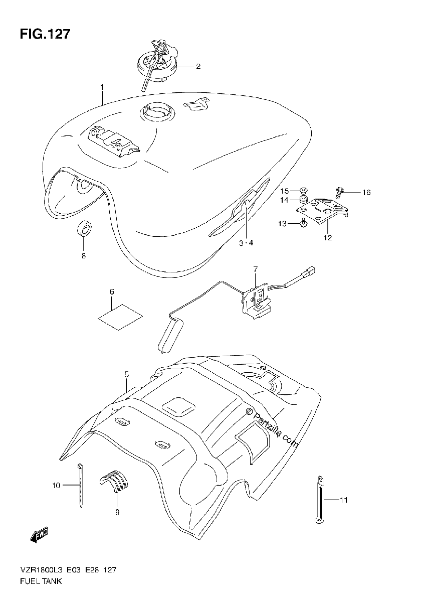 Diagrama de FUEL TANK VZR1800L3 E03