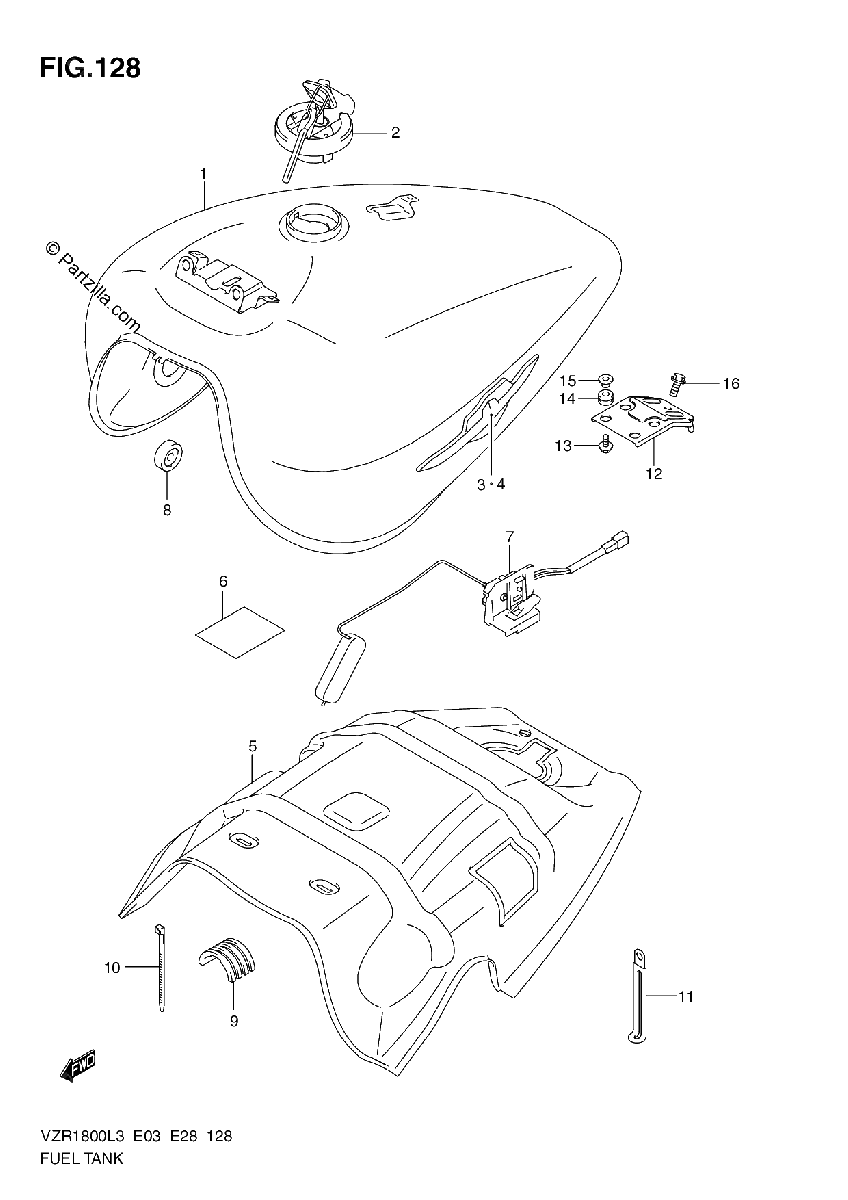 Diagrama de FUEL TANK VZR1800L3 E28