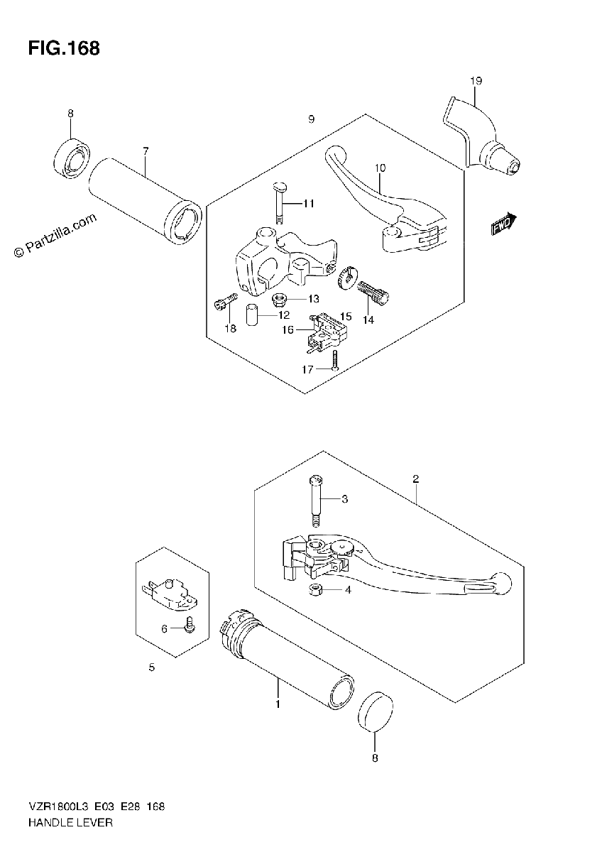Diagrama de HANDLE LEVER VZR1800L3 E03
