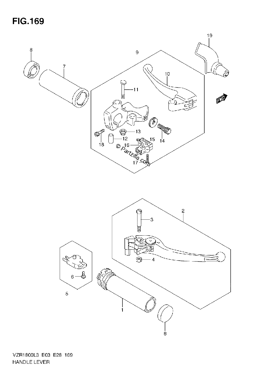 Diagrama de HANDLE LEVER VZR1800L3 E28