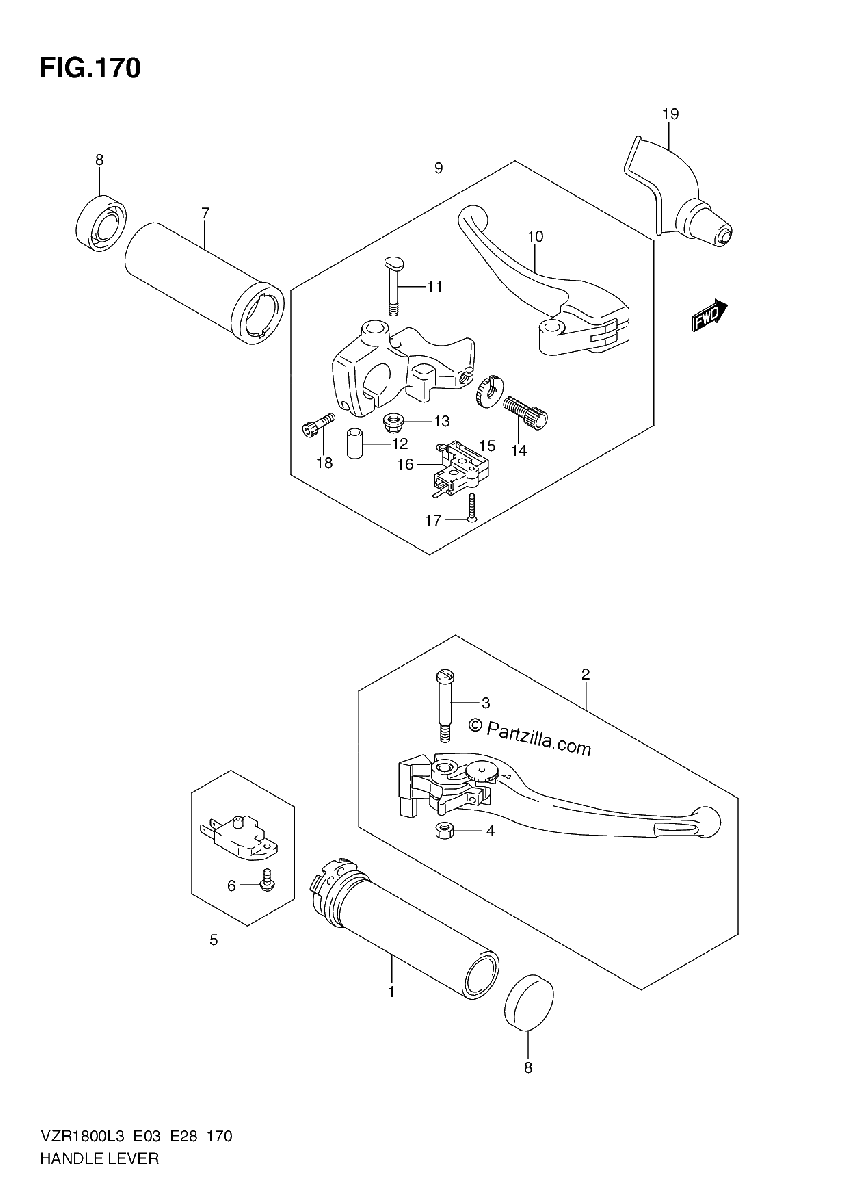 Diagrama de HANDLE LEVER VZR1800L3 E33