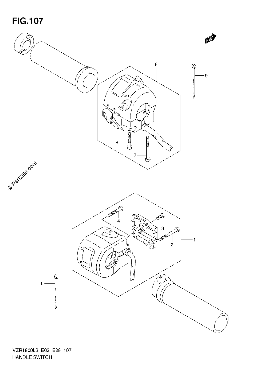 Diagrama de HANDLE SWITCH VZR1800L3 E28