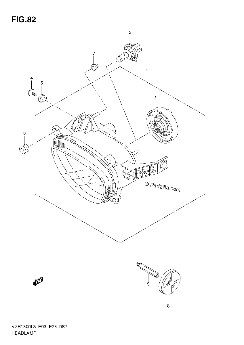 Diagrama de HEADLAMP VZR1800L3 E03