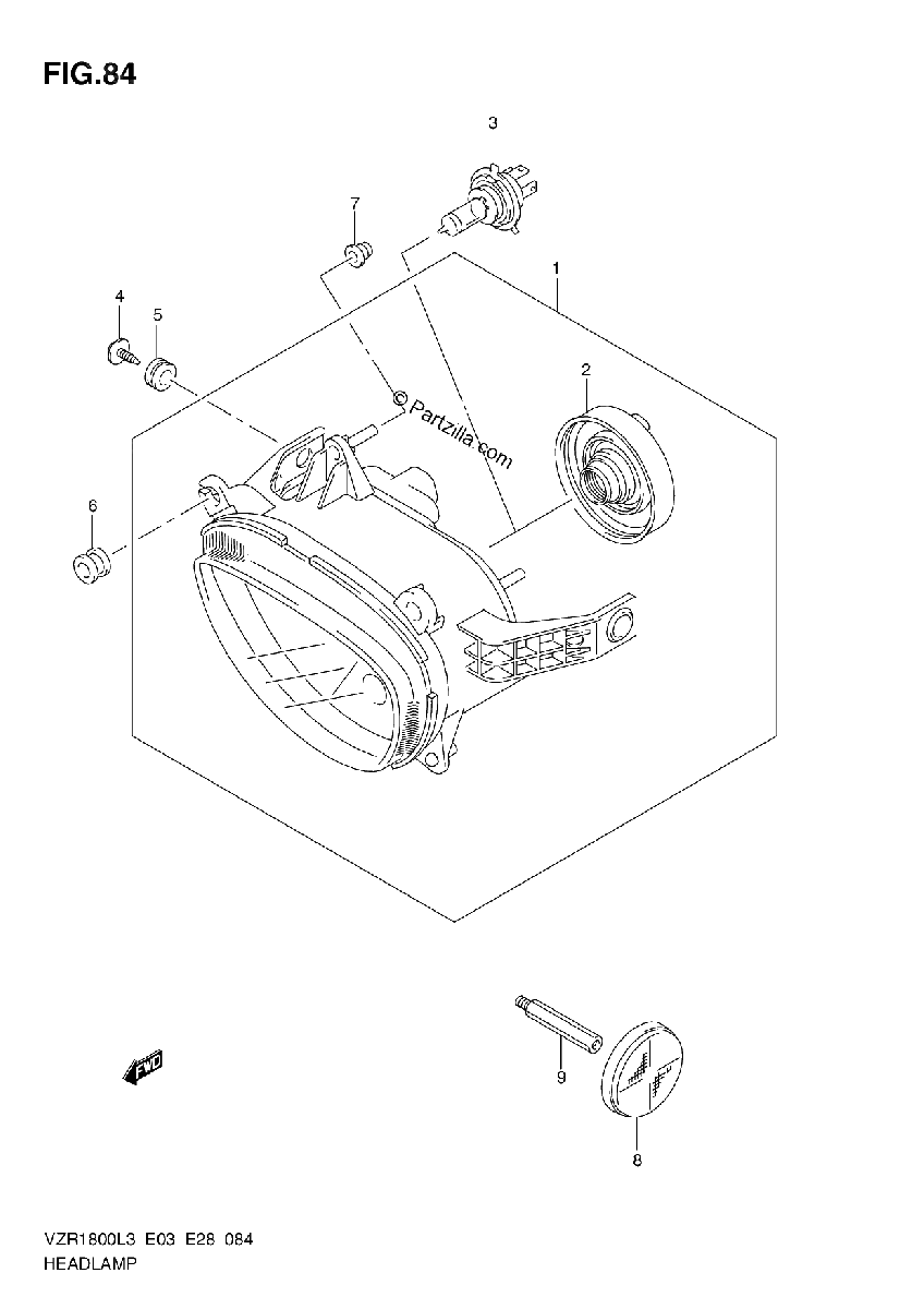 Diagrama de HEADLAMP VZR1800L3 E33