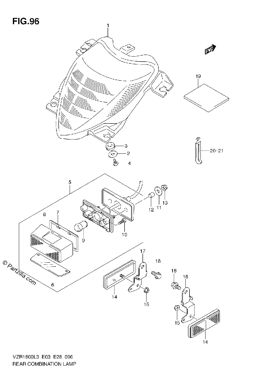Diagrama de REAR COMBINATION LAMP VZR1800L3 E33