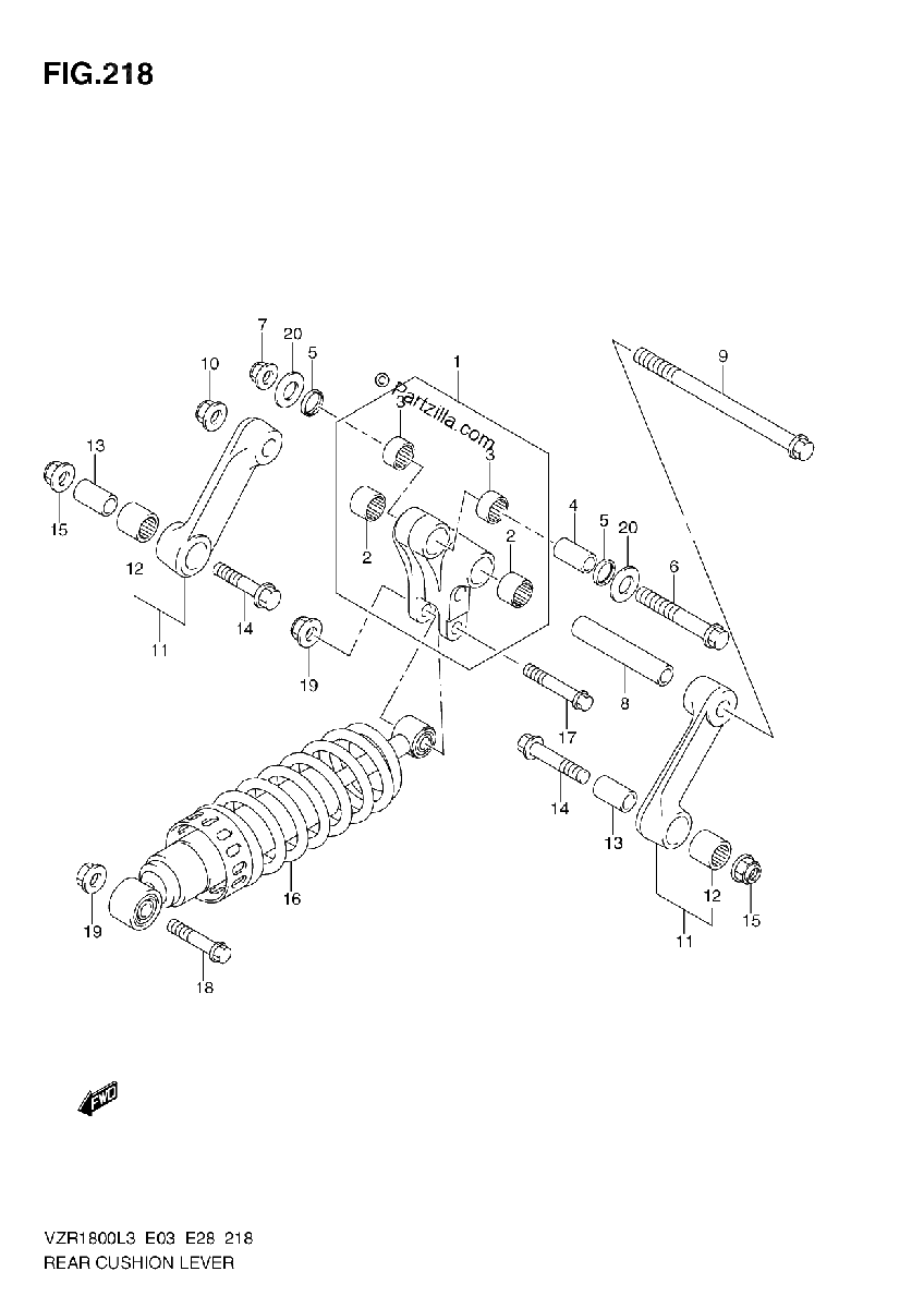 Diagrama de REAR CUSHION LEVER VZR1800L3 E28