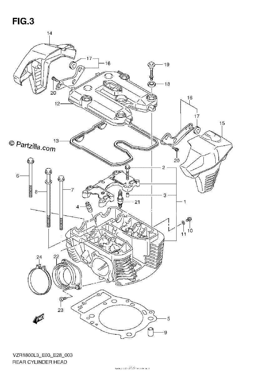 Diagrama de REAR CYLINDER HEAD