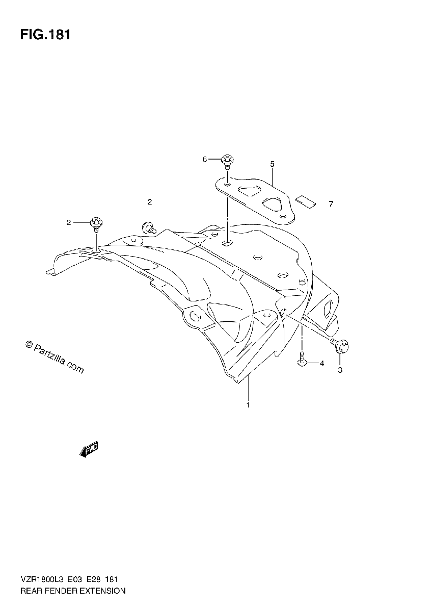 Diagrama de REAR FENDER EXTENSION