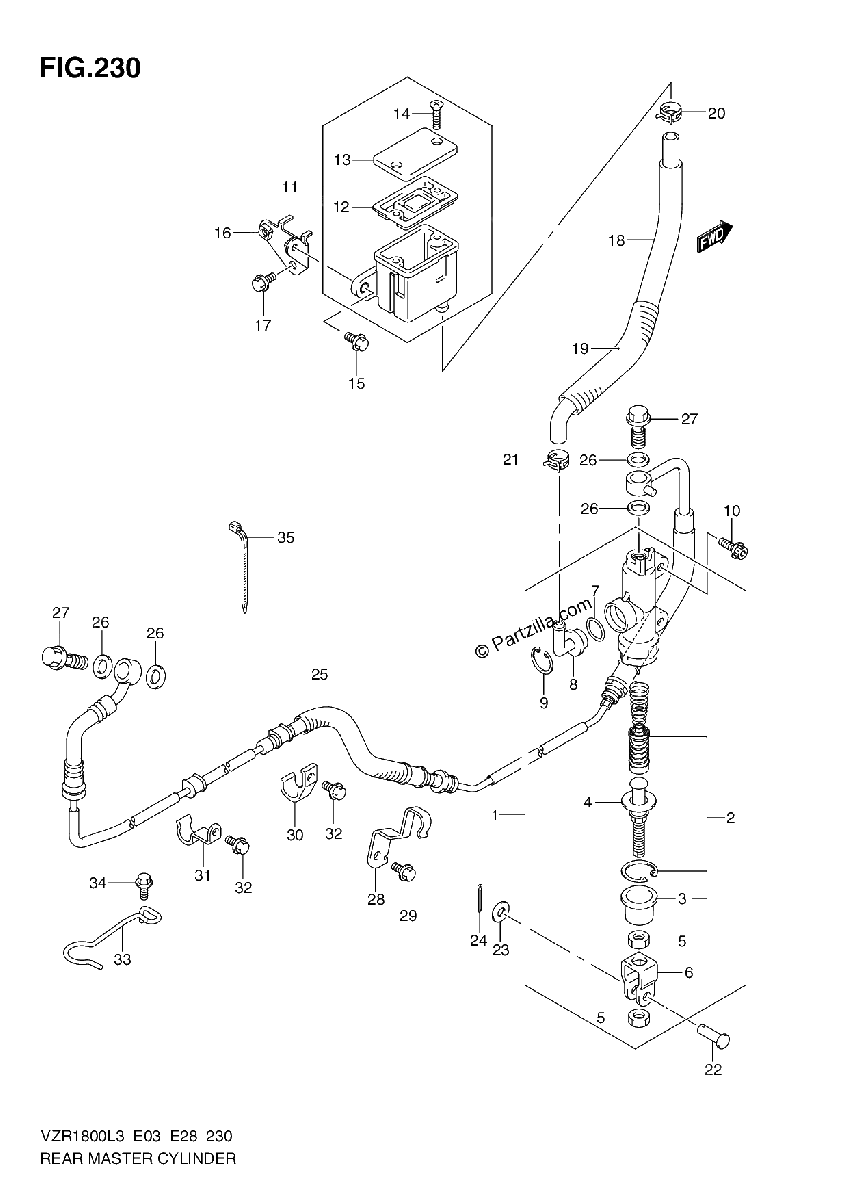 Diagrama de REAR MASTER CYLINDER VZR1800L3 E03