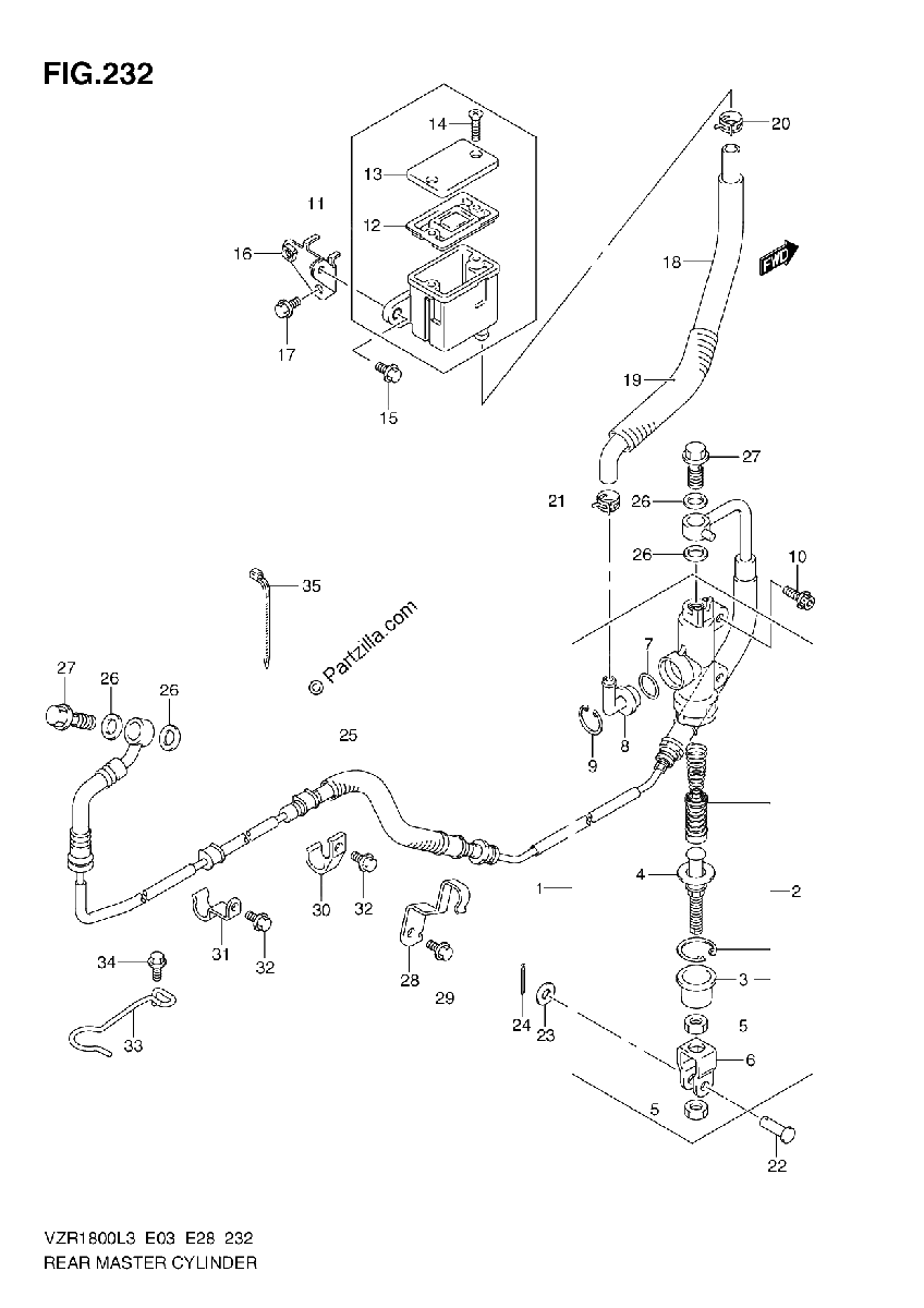 Diagrama de REAR MASTER CYLINDER VZR1800L3 E33