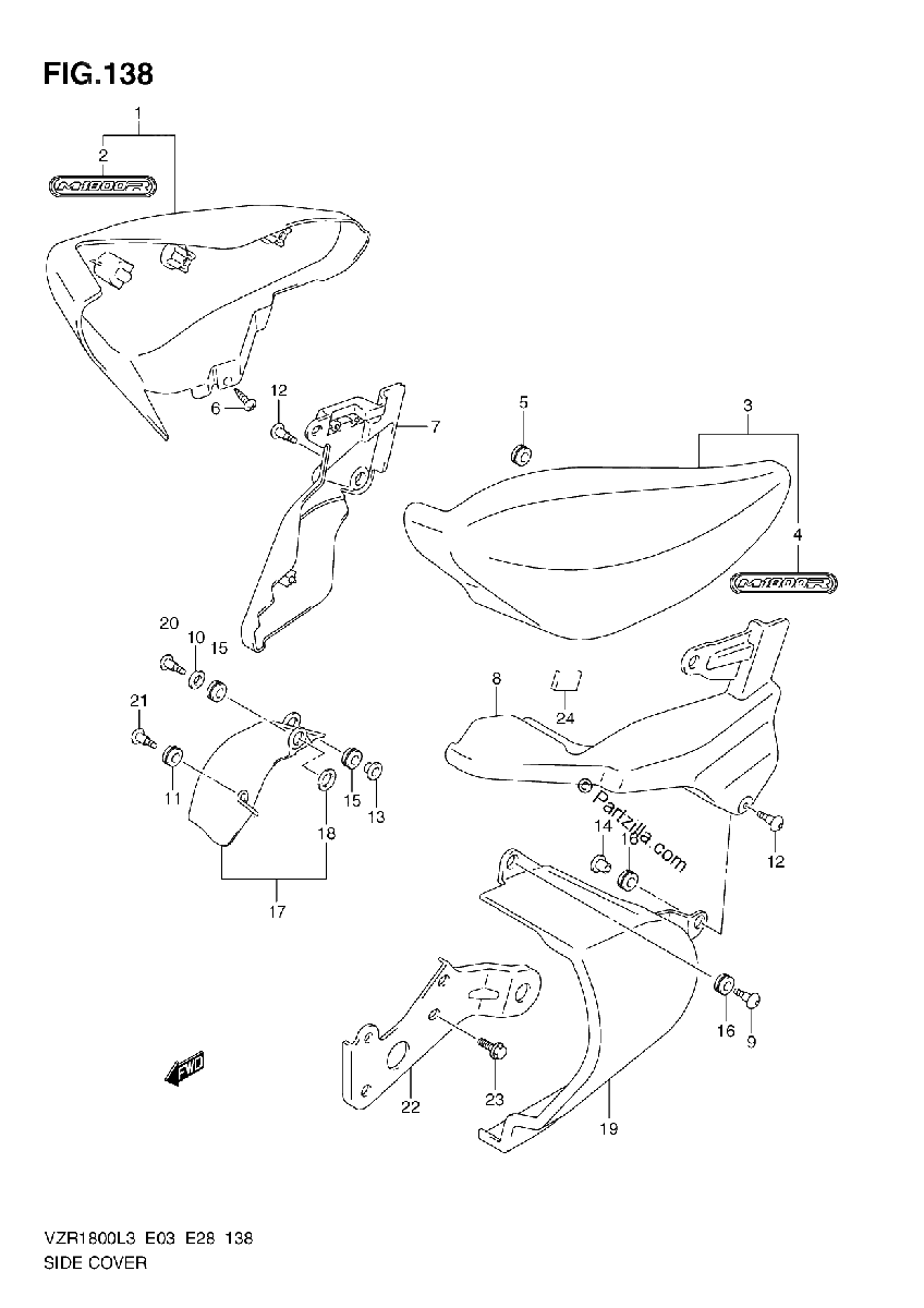Diagrama de SIDE COVER VZR1800L3 E33