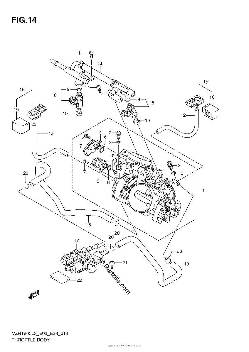 Diagrama de THROTTLE BODY VZR1800L3 E28