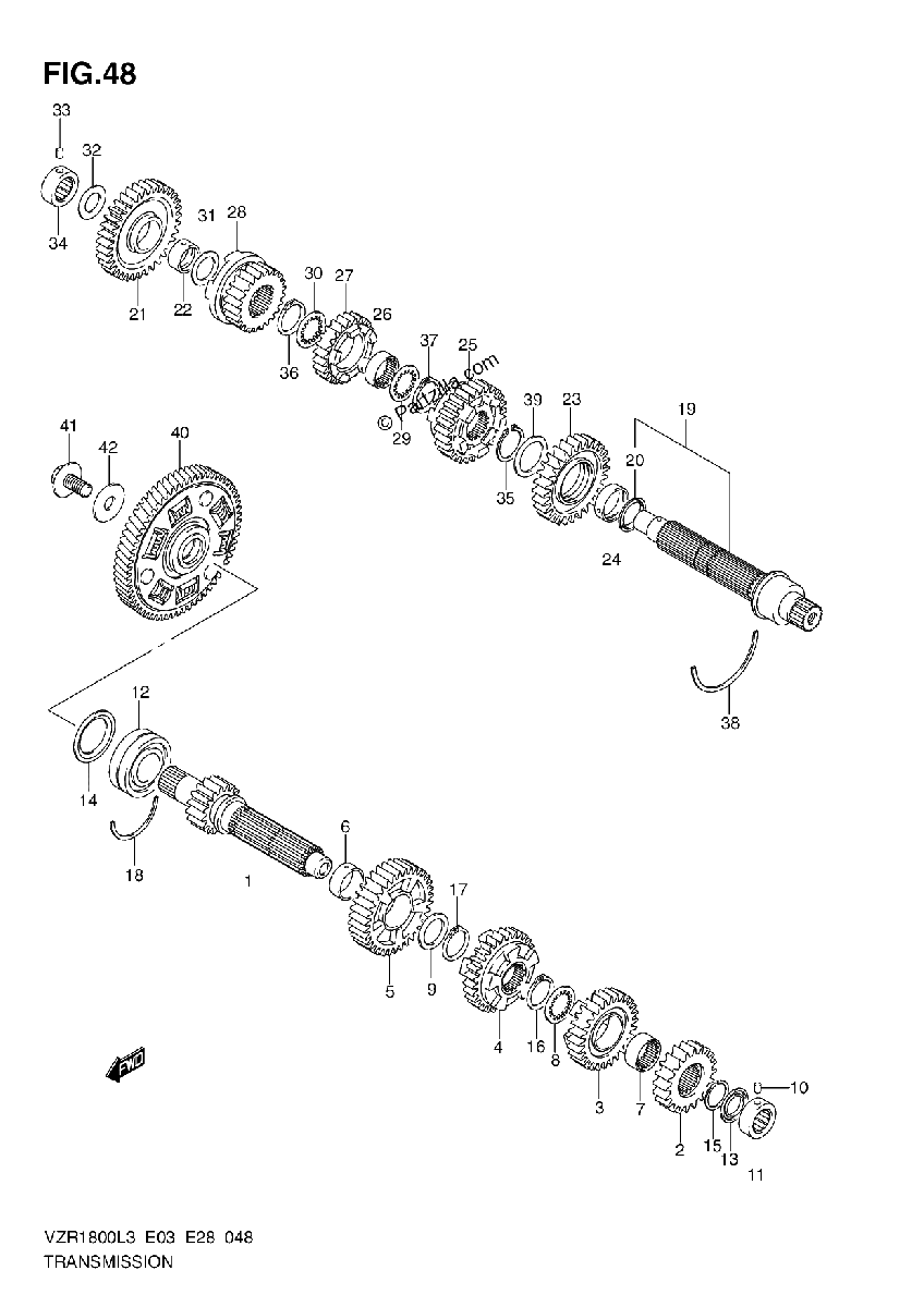 Diagrama de TRANSMISSION VZR1800L3 E03