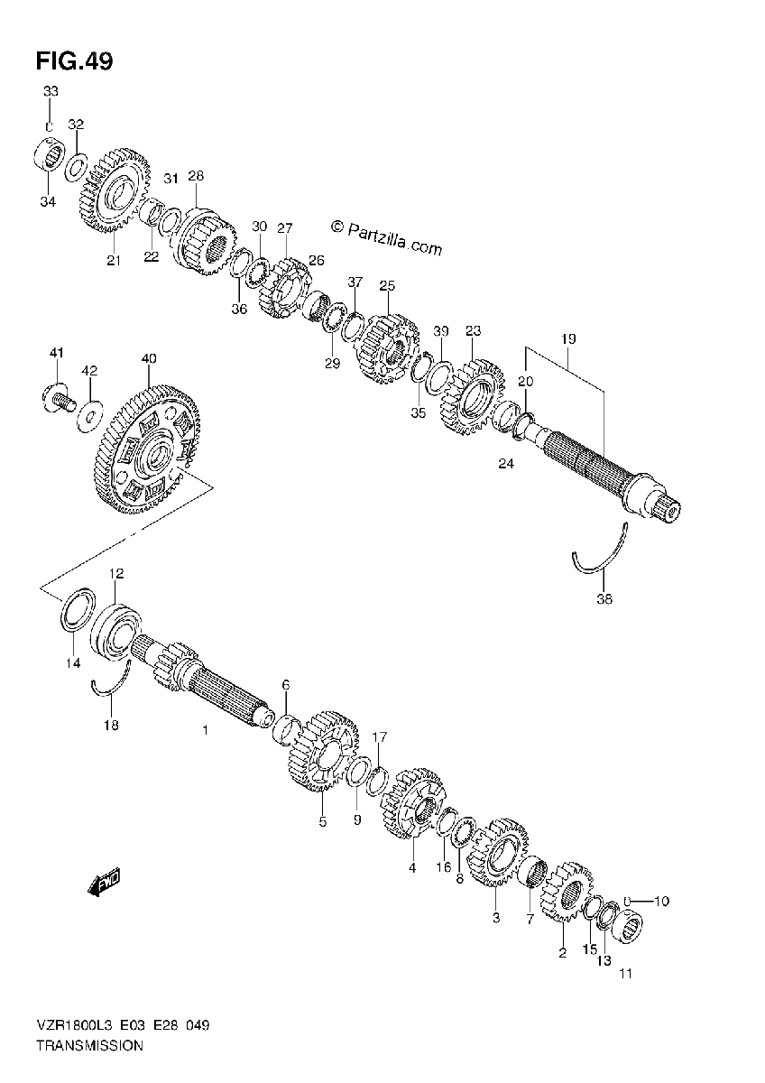 Diagrama de TRANSMISSION VZR1800L3 E28