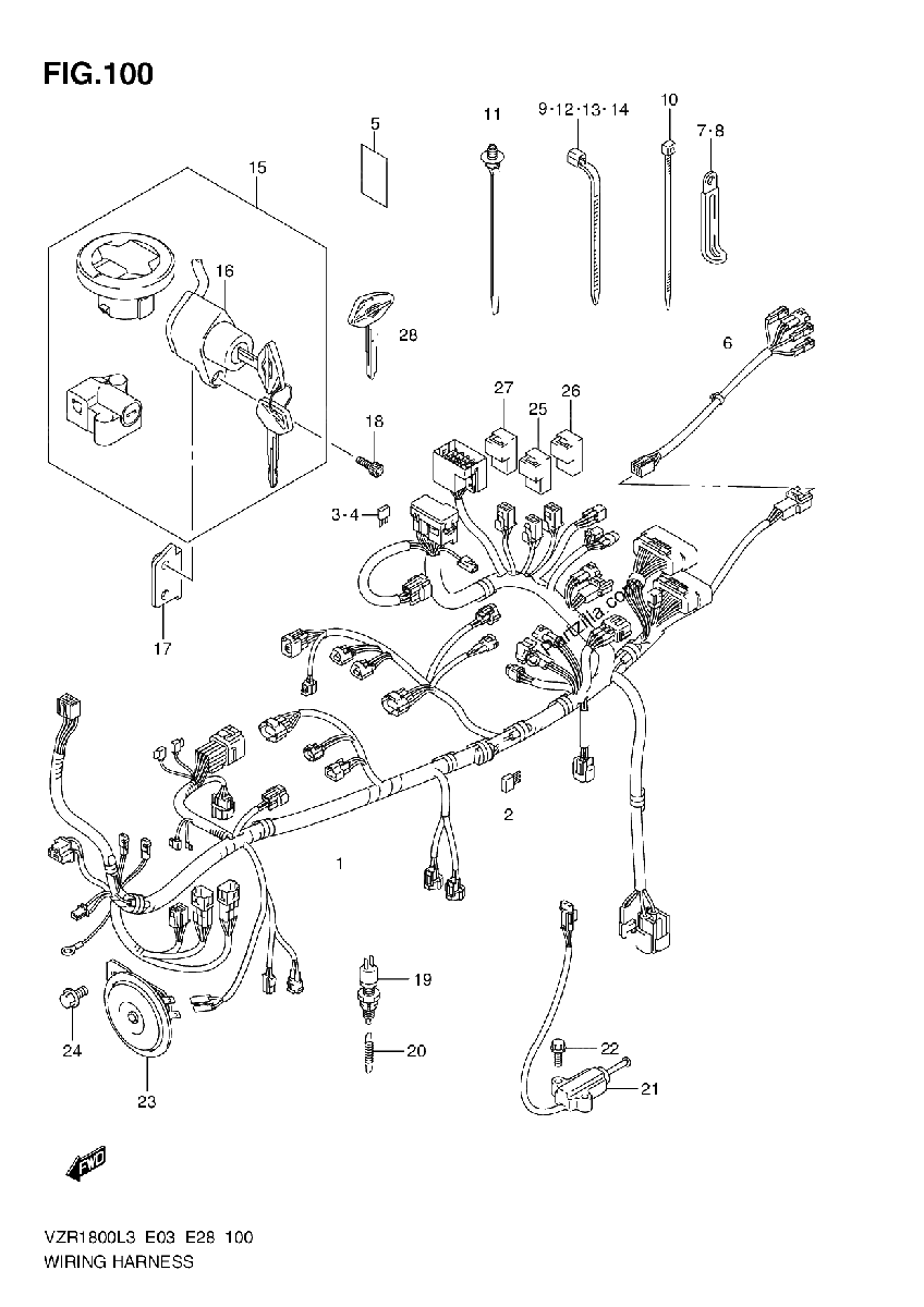 Diagrama de WIRING HARNESS VZR1800L3 E03