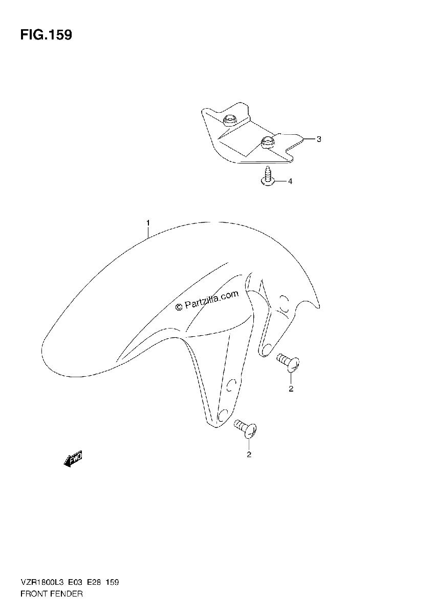 Diagrama de FRONT FENDER VZR1800ZL3 E03