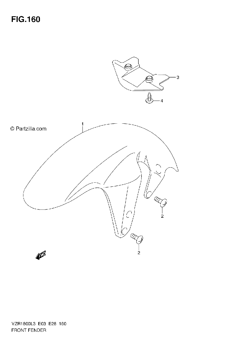 Diagrama de FRONT FENDER VZR1800ZL3 E28