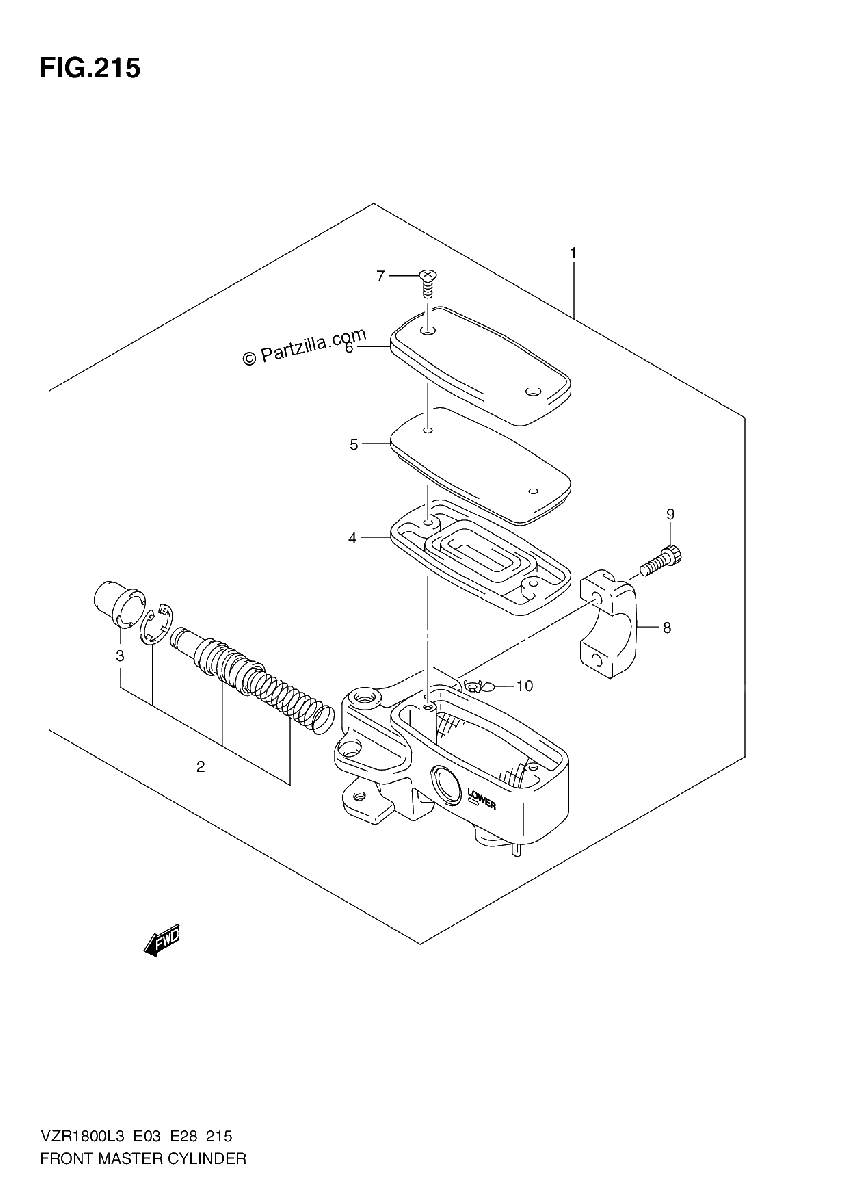 Diagrama de FRONT MASTER CYLINDER VZR1800ZL3 E33