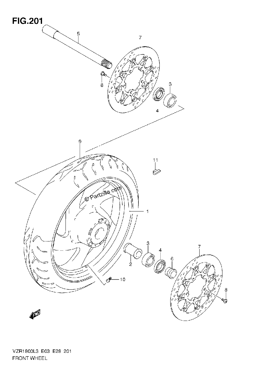 Diagrama de FRONT WHEEL VZR1800ZL3 E28