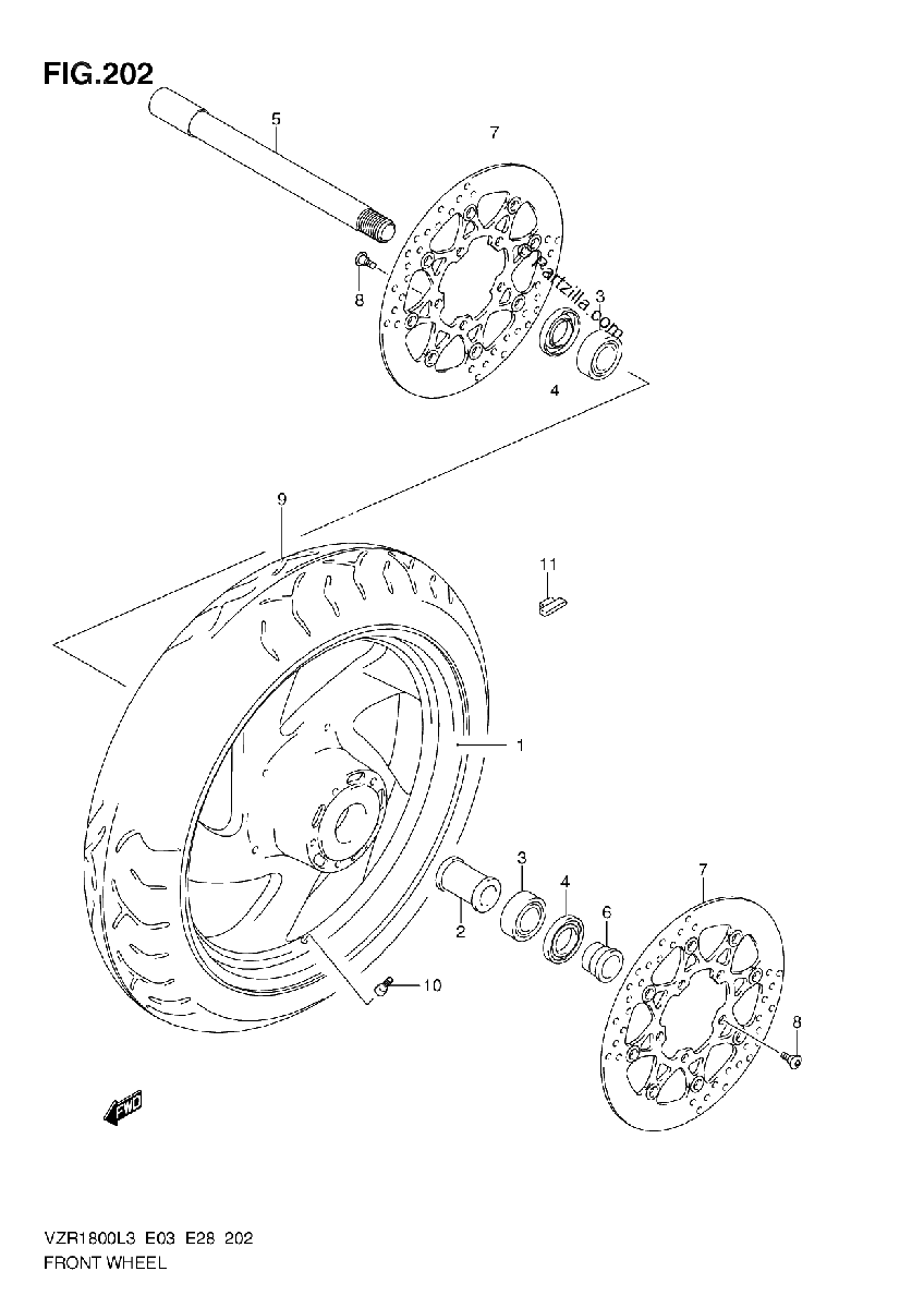 Diagrama de FRONT WHEEL VZR1800ZL3 E33
