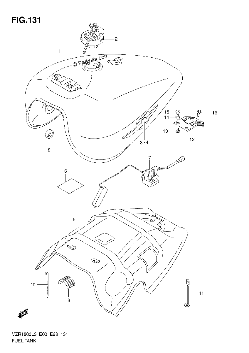 Diagrama de FUEL TANK VZR1800ZL3 E28