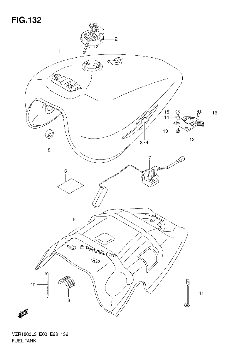 Diagrama de FUEL TANK VZR1800ZL3 E33