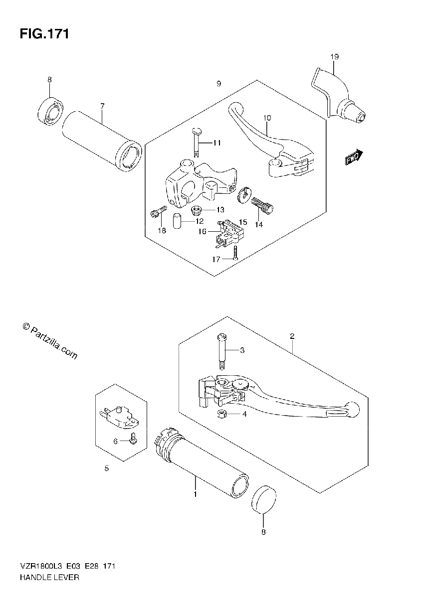 Diagrama de HANDLE LEVER VZR1800ZL3 E03